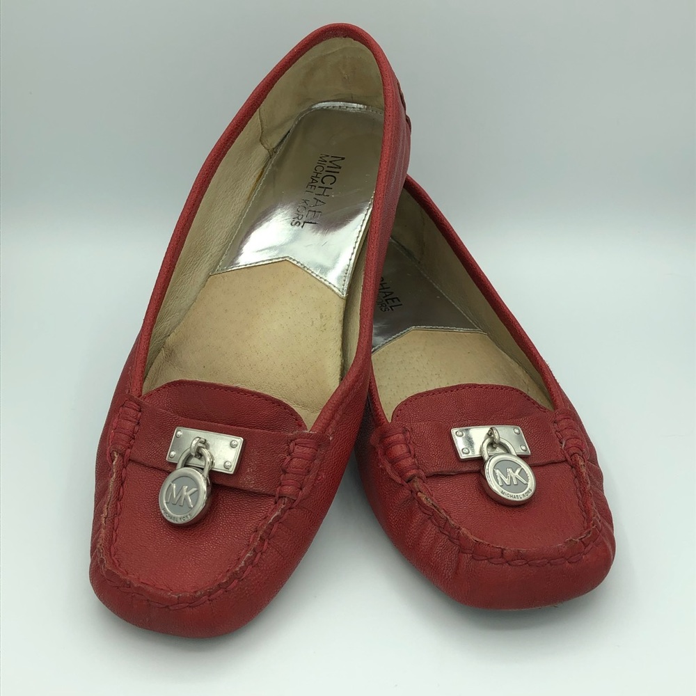 Micheal Kors l Red Leather Moccasin Loafer